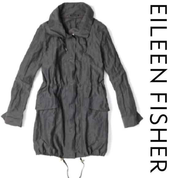 Eileen Fisher Jackets & Blazers - Eileen Fisher Rumpled Cotton Funnel Neck Jacet